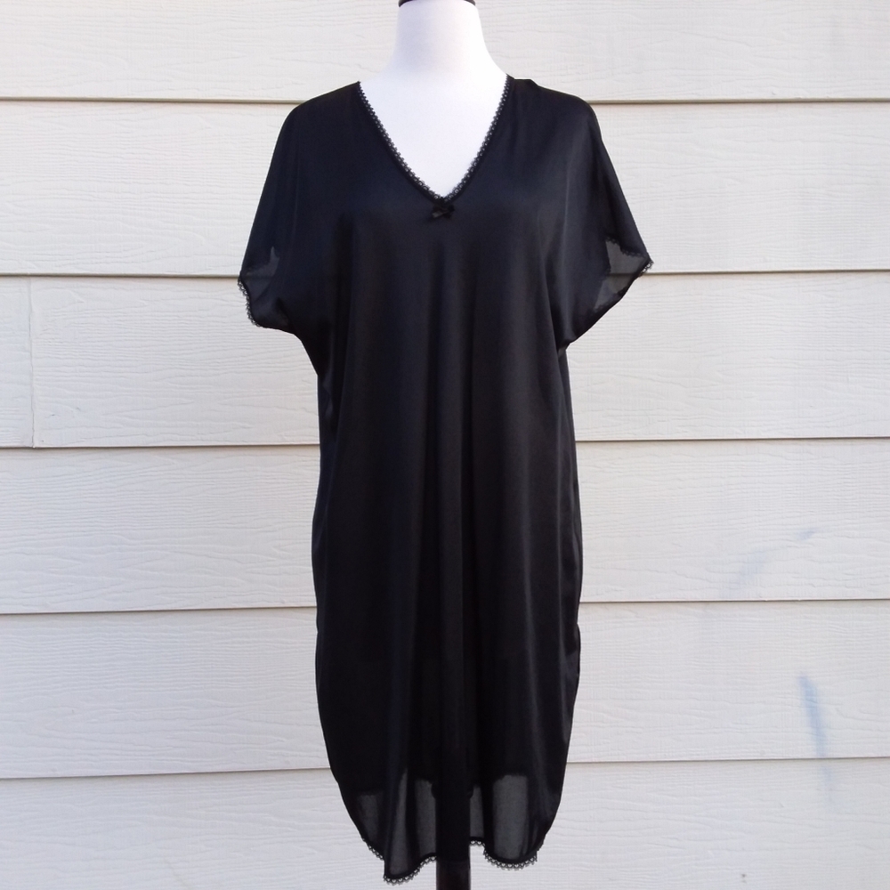 Vintage Shirley of Hollywood Black Nightgown M